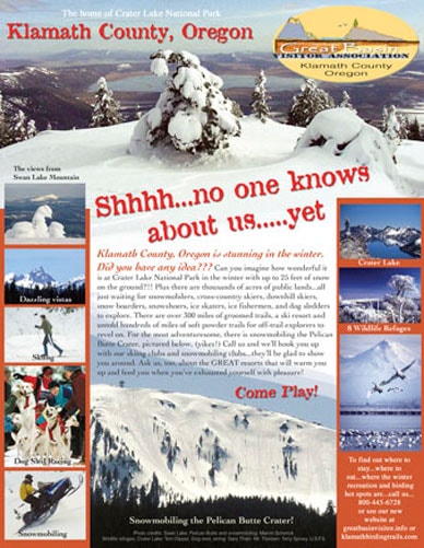 Klamath County Oregon tourism ad — design by Mary Williams Hyde