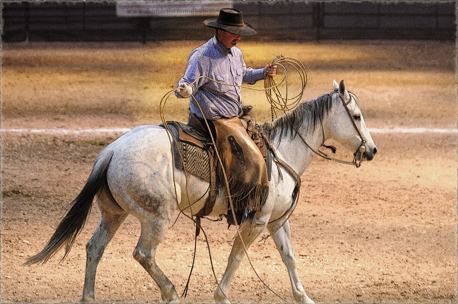 Elias on horseback with lasso