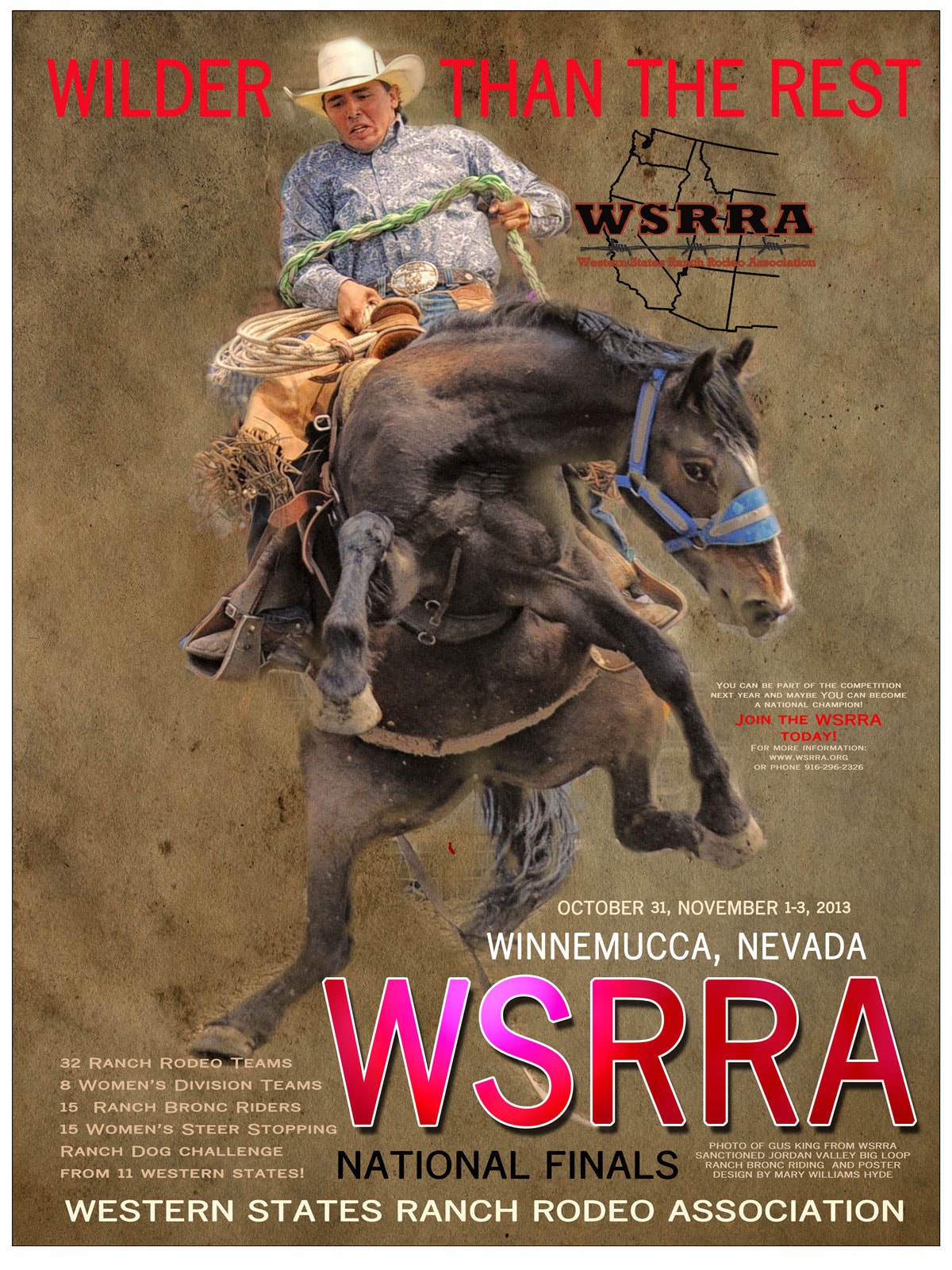 WSRRA National Finals 2011 – I Dare You bucking horse poster by Mary Williams Hyde