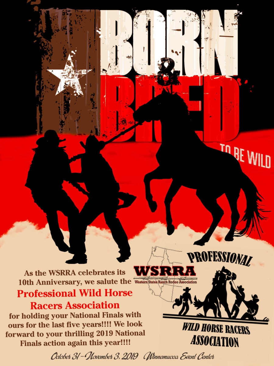 WSRRA 10th Anniversary poster - Born and Bred To Be Wild, Professional Wild Horse Racers Association